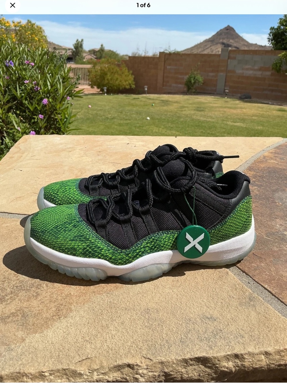 Air Jordan 11 Retro Low Green  Snake Skin Men’s Shoe (528895 033)Size 8-Tried On